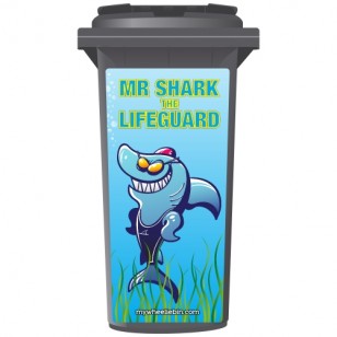 Mr Shark The Lifeguard Wheelie Bin Sticker Panel